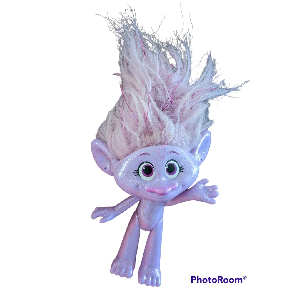 Dreamworks Trolls Gia Hair Figure Doll Glitter Purple Translucent Wild Hair 8"H